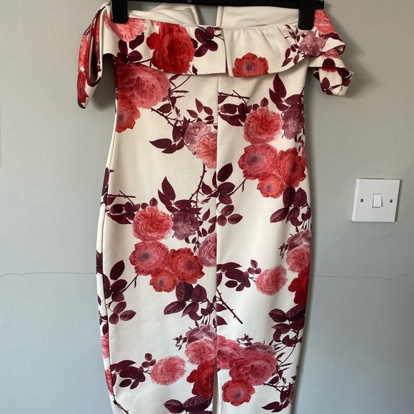 Parisian Collection size 10 White Off The Shoulder Bardot Floral Pencil Bodycon - Picture 10 of 15